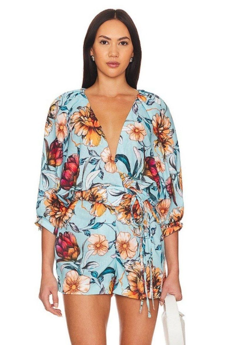 Ромпер Agua Bendita X Revolve Linnea Romper 'Blue Floral'